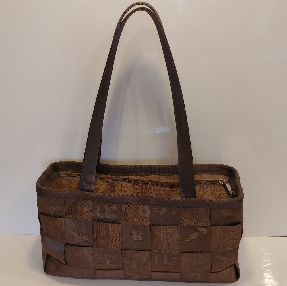 Rare Harvey's Original Seatbelt Embossed Monogram Large Satchel Handbag USA Made